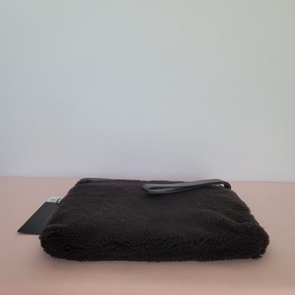 VIAVENETO Delilah Curly Lambskin Shearling Large Pouch/Wristlet- Chocolate Brown - Picture 9 of 16